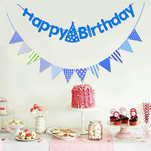 Load image into Gallery viewer, EAMBRITE Blue Happy Birthday Banners Boys Birthday Buntings Birthday Decorations Kit Party Supplies for Birthday Party Décor