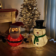 Load image into Gallery viewer, Eambrite Light up Snowman and Santa Pop up 2.5FT Fluffy Christmas Decorations with Waterproof Plug for Indoor and Outdoor (Set of 2)