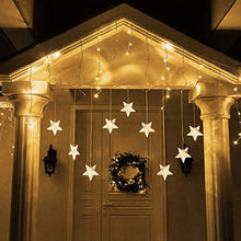 Load image into Gallery viewer, Eambrite Star Curtain String Lights with Twinkle Lights Warm White Window Fairy Lights with Waterproof Transformer Christmas Star Decoration Lights for Indoor and Outdoor Decoration