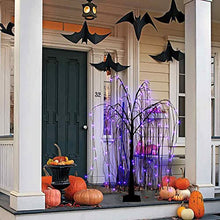 Load image into Gallery viewer, EAMBRITE 4FT Halloween Tree Black Halloween Willow Tree with Orange and Purple Lights Halloween Indoor Decorations for Home Party Festive Decor