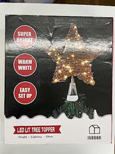 Load image into Gallery viewer, EAMBRITE 25cm Weihnachten LED Weihnachtsbaumspitze Stern Baum Rattan Christbaumspitze Warmweiße Lichter Mit 8 Funkelnder LED Dekoration Für Konische Transparente Basis Für Hochzeit Party HausDeko