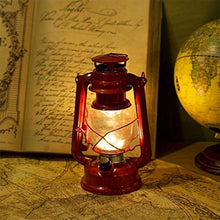 Load image into Gallery viewer, EAMBRITE Set of 2 Red Hanging Lantern Battery Operated with Warm White Light Flickering Hurricane Lamp for Garden, Camping, Hiking, Fishing, Power Cuts and More