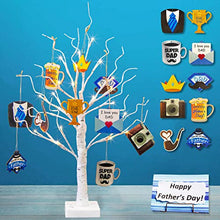 Load image into Gallery viewer, EAMBRITE Fathers Day Table Decorations, 2FT Birch Tree Lights with 10 Hanging Wooden Ornaments, Happy Fathers Day Decorations for Home as Table Centerpiece, from Daughter or Son