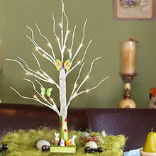 Load image into Gallery viewer, EAMBRITE Tabletop Tree Spring Decor, Easter Tree with Timer Battery Powered, White Birch Tree Rustic Farmhouse Centerpiece Table Artificial Twig Tree Decorations for Home Party Indoor (2 FT/24 LED)