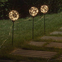 Load image into Gallery viewer, Vanthylit Spring Ball Pathway Lights, Pre-lit 3PK Clear Globe Pathway Markers Lights with Warm White Christmas Lights Outdoor Stake Light Decoration