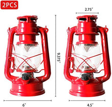 Load image into Gallery viewer, EAMBRITE Set of 2 Red Hanging Lantern Battery Operated with Warm White Light Flickering Hurricane Lamp for Garden, Camping, Hiking, Fishing, Power Cuts and More
