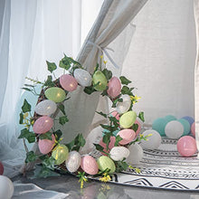 Load image into Gallery viewer, Vanthylit Easter Wreath with Lights 30cm Easter Egg Wreath for Front Door Battery Operated Spring Wreath with Rattan Twigs Ivy Vines for Window Wall Home Party Easter Decoration