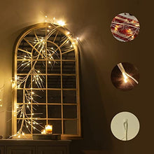 Load image into Gallery viewer, DELICHTER Rein Weiße Rotang Lichterzweig mit 48 helle Warm Weiß LEDs, Strombetrieben, Lichterkette Dekor für Schlafzimmer Innen Außen Weihnachten Wand