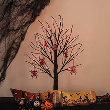 Load image into Gallery viewer, EAMBRITE 2FT Halloween Spooky Tree with Lights Battery Operated Light up Indoor Halloween Decorations with Spiders Small Black Twig Tree Gifts for Kids