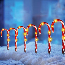 Load image into Gallery viewer, EAMBRITE 10” 35LT Candy Cane Pathway Markers Christmas Lawn Stake Lights Decorations for Outdoor Yard - Set of 6