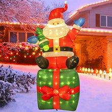 Load image into Gallery viewer, EAMBRITE 6 FT Christmas Inflatable Santa Claus with 180LED Warm White Lights, Blow Up Santa Outdoor Christmas Decorations for Yard, Garden, Lawn, Party