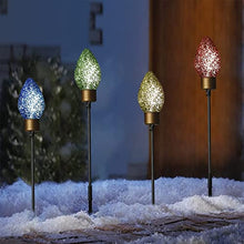 Load image into Gallery viewer, Vanthylit Outdoor Christmas Decoration 4PK Multi-Colour C-Bulb Pathway Lights with 40 LEDs Mains Powered Stake Lights for Patio Yards Driveways Pathways (2ft)