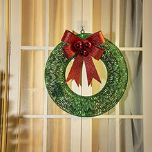 Load image into Gallery viewer, EAMBRITE Light up Christmas Wreath Decorations with 40 Green LEDs Battery Powered Front Door Wreath with Red Bow and Berries Hanging Garland for St Patrick's Day Winter Wall Decor 47cm – Large, Green