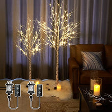 Load image into Gallery viewer, EAMBRITE White Christmas Twig Trees Set of 6FT, 5FT Birch Tree with Warm White LEDs Timer Mains Powered with Waterproof Adaptor for Outdoor and Indoor Christmas Decorations