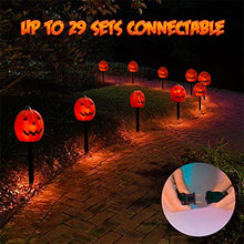 Load image into Gallery viewer, PEIDUO 4PK Halloween Yard Stakes with 20LT Warm White Lights, Pumpkin Pathway Lights for Outdoor Driveway Walkway Garden Lawn Decor, Sidewalk Decorations
