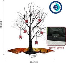 Load image into Gallery viewer, EAMBRITE 2FT Halloween Spooky Tree with Lights Battery Operated Light up Indoor Halloween Decorations with Spiders Small Black Twig Tree Gifts for Kids
