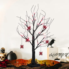 Load image into Gallery viewer, EAMBRITE 2FT Halloween Spooky Tree with Lights Battery Operated Light up Indoor Halloween Decorations with Spiders Small Black Twig Tree Gifts for Kids
