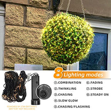 Load image into Gallery viewer, Eambrite 0utdoor Net Lights Battery Operated Waterproof, 84 LEDs Net Christmas Lights Warm White, 8 Modes Mesh Garden Lights for Topiary Ball Tree Holiday Decorations