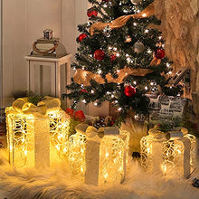 Load image into Gallery viewer, Christmas Decorations, Vanthylit Set of 3 Christmas Lighted Acrylic Gift Boxes with 48LT Warm White LED Plug in Transparent Present Boxes for Indoor Outdoor Use Christmas Yard Room Tree Decorations