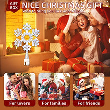 Load image into Gallery viewer, EAMBRITE Snowflake Christmas Tree Topper, 13 Inch White Snowflake Tree Topper with 50 Cool White Lights and 9 Modes Controller, Large Snowflake Treetop for Christmas Tree Decorations