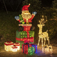 Load image into Gallery viewer, PEIDUO 6 Foot Christmas Inflatable Santa Claus, Light up Santa with Gift Box, Large Blow up Yard Decorations with 180 Built-in LED for Outdoor Holiday Yard Lawn Home Family Decor
