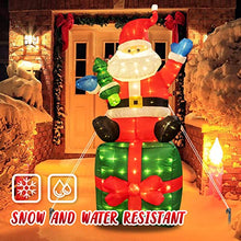 Load image into Gallery viewer, PEIDUO 6 Foot Christmas Inflatable Santa Claus, Light up Santa with Gift Box, Large Blow up Yard Decorations with 180 Built-in LED for Outdoor Holiday Yard Lawn Home Family Decor