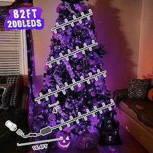 Load image into Gallery viewer, Vanthylit Halloween Lights Outdoor, 82FT 200 LED Halloween String Lights with Music, Waterproof Purple Lights Plug in Motion Sensor for Halloween Decorations