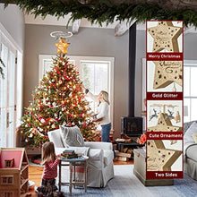 Load image into Gallery viewer, EAMBRITE Christmas Star Tree Topper Pre-lit Golden Star Tree Topper with Flying Reindeer Decorations Plug in for Indoor and Outdoor Décor - Warm White Led