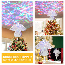 Load image into Gallery viewer, PEIDUO Christmas Clearance 11" RGB Praying Angel Tree Topper with Built-in Rotating Ripple Projector for Crown Xmas Tree Topper Decoration