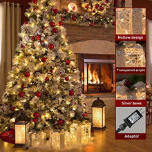 Load image into Gallery viewer, EAMBRITE Set of 3 48LT Lighted Boxes with Bows Present Boxes for Party Yard Home Holiday Outdoor Decorations (White and Silver)