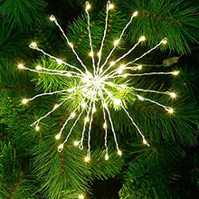 Load image into Gallery viewer, EAMBRITE Battery Operated 8 Inch 60 LED Hanging Starburst Light Bouquet Shape Fairy String Lights Decoration for Home Patio Wedding Party Festive(Copper Wire Warm White)
