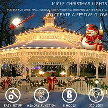 Load image into Gallery viewer, Vanthylit Icicle Lights Outdoor with 320LT Warm White LED Icicle Lights with 8 Modes for Christmas Decorations Outdoor Indoor