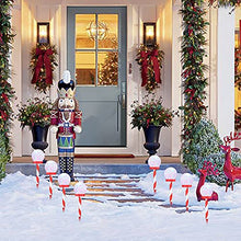 Load image into Gallery viewer, EAMBRITE 4PK RGB Ball Candy Cane Pathway Markers Light with Rotating Projector Waterproof Outdoor Stake Lights Decorative for Pond Garden Patio Landscape