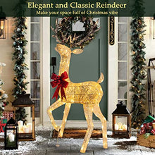 Load image into Gallery viewer, Vanthylit Christmas Lighted Reindeer Outdoor Decoration, Indoor Christmas Pre-lit Reindeer Decor, 5FT Champagne Deer with 100 Warm White Led Lights for Christmas, Xmas, Yard, Garden, Indoor, Outdoor