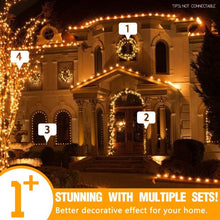 Load image into Gallery viewer, EAMBRITE Christmas Lights Outdoor 82Ft 200LT Christmas Lights with Cheerful Music Infrared Motion Sensor Controller for Indoor Outdoor Christmas Tree Party Patio Garden Decorations (Warm White)