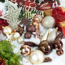 Load image into Gallery viewer, PEIDUO Christmas Ball Ornaments for Christmas Trees, 119 CT Shatterproof Christmas Tree Decorations, Gold Christmas Ornaments Set for Xmas, Holiday, Wreath and Party Decorations