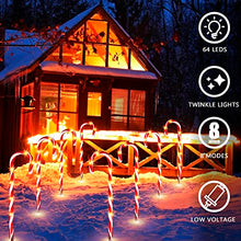 Load image into Gallery viewer, EAMBRITE Christmas Candy Cane Pathway Markers Lights 8 Pack Light Up Candy Cane Walkway Outside with 8 Modes Waterproof for Holiday Xmas Yard Garden Lawn Driveway Outdoor Decoration
