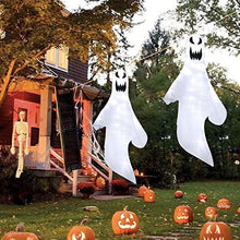 Load image into Gallery viewer, Vanthylit Set of 2 Hanging Ghosts Halloween Outdoor Decoration with 80 Cool White LED Lights Spooky Lighted Windsock for Halloween Party Patio Yard Porch