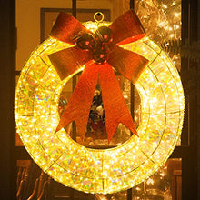 Load image into Gallery viewer, Christmas Decorations, Vanthylit Lighted Christmas Wreath with 18.5'' 400LT Warm White LED Metal Wreath Lights Frame Covered with Champagne Glittering Sequins for Christmas Home Wall Door Decoration