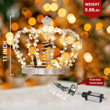Load image into Gallery viewer, EAMBRITE Chritsmas Tree Topper, 60LT Jeweled Crown Tree Topper with 8 Modes Control Diamonds Treetop for Christmas Tree Decorations