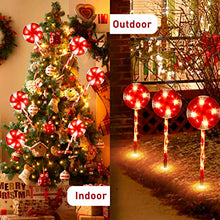 Load image into Gallery viewer, EAMBRITE 3PK Christmas Pathway Markers, 23” 48LT Lollipops Peppermint Pathway Lights, Candy Cane Lights with 8 Modes for Christmas Outdoor Decorations