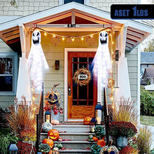Load image into Gallery viewer, Set of 2 - EAMBRITE Halloween Ghost Windsock Light Hanging Halloween Flag with 80 Cool White Lights Halloween Decorations for Yard Party Garden Outdoor Decor