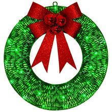 Load image into Gallery viewer, Vanthylit Christmas Decorations, Lighted Christmas Wreath, 40LT Battery Operated Green LED Lights 18.5” Wreath Frame Covered with Green Glittering Sequins for Christmas Home Wall Door Decoration