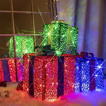 Load image into Gallery viewer, DELICHTER LED Weihnachtsdeko, 3× Rot/Grün/Blau Geschenkbox mit schleifen Weihnachtsbeleuchtung für Innen,zimmer,Wohnung beim Tannenbaum