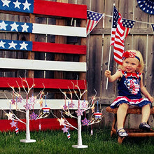 Load image into Gallery viewer, EAMBRITE 4th of July Decorations for Home, Light up Birch Tree with 24pcs Star Hanging Ornaments, Red White and Blue Decor, Patriotic Lighted Tabletop Battery Powered Timer for Memorial Day, Party