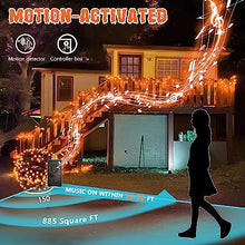Load image into Gallery viewer, Vanthylit Halloween Lights Outdoor, 82FT 200 LED Halloween String Lights with Music, Waterproof Orange Lights Plug in Motion Sensor Halloween Decorations