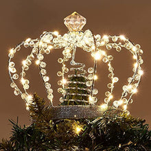 Load image into Gallery viewer, DELICHTER Silber Krone beleuchtet Weihnachtsbaumspitze mit Strombetrieb 8 Modis Christbaumspitze für Tannenbaum Innen Außen Tisch
