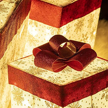 Load image into Gallery viewer, EAMBRITE 3PK Light up Boxes Silver Snowflake Patterned Gift Boxes with Warm White Lights Plug in for Christmas Decorations Home and Outdoor Décor