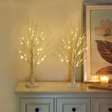 Load image into Gallery viewer, EAMBRITE Ostereibaum mit Lichtern, batteriebetriebener weißer LED Baum mit Oster Dekorationen, Tisch dekor Baum für Zuhause und Party (60 cm / 24 warmweiße Lichter)