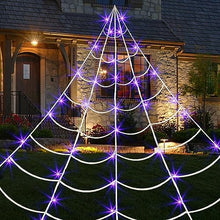 Load image into Gallery viewer, Eambrite Halloween Decorations Giant White Spider Web 9FT Round Fake Spiderweb Props for Indoor and Outdoor Halloween Decor Party Decoration (2.7m, White)